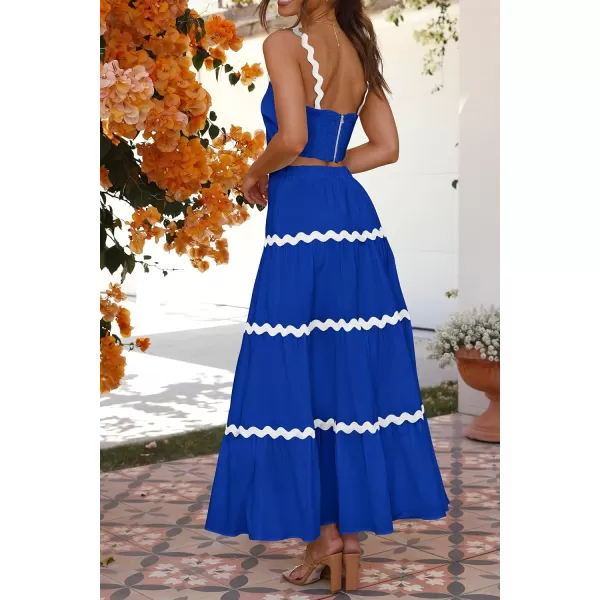 imagePRETTYGARDEN Womens 2024 Summer Two Piece Vacation Beach Outfits Dressy Sleeveless Cropped Tank Tops and Long Maxi Skirt SetsBlue