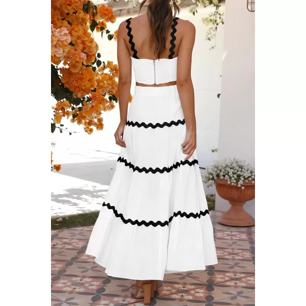 imagePRETTYGARDEN Womens 2024 Summer Two Piece Vacation Beach Outfits Dressy Sleeveless Cropped Tank Tops and Long Maxi Skirt SetsWhite