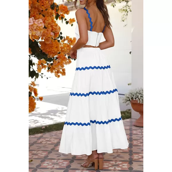 imagePRETTYGARDEN Womens 2024 Summer Two Piece Vacation Beach Outfits Dressy Sleeveless Cropped Tank Tops and Long Maxi Skirt SetsWhite Blue