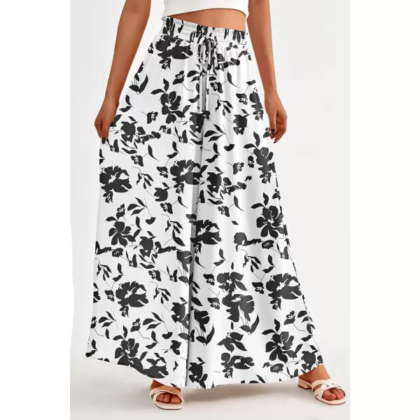 imagePRETTYGARDEN Womens 2024 Summer Wide Leg Palazzo Pants High Waisted Flowy Pockets Trendy Casual Lounge Boho Beach TrousersPrint Black