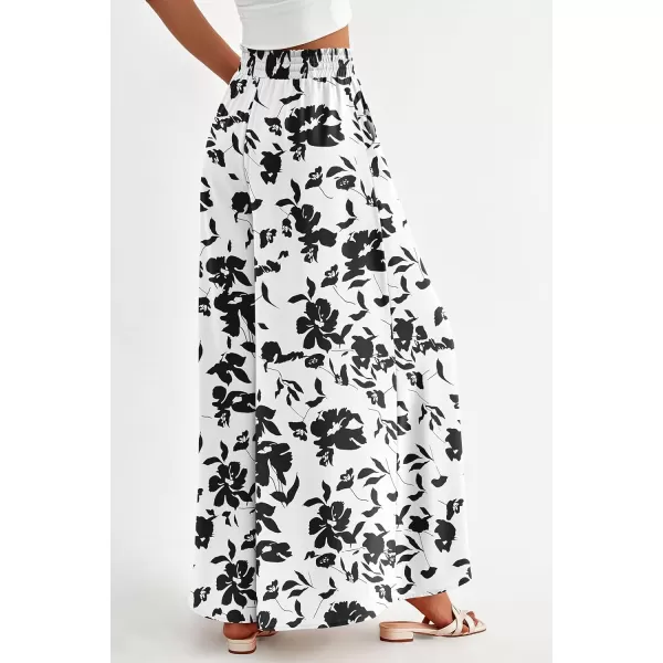 imagePRETTYGARDEN Womens 2024 Summer Wide Leg Palazzo Pants High Waisted Flowy Pockets Trendy Casual Lounge Boho Beach TrousersPrint Black