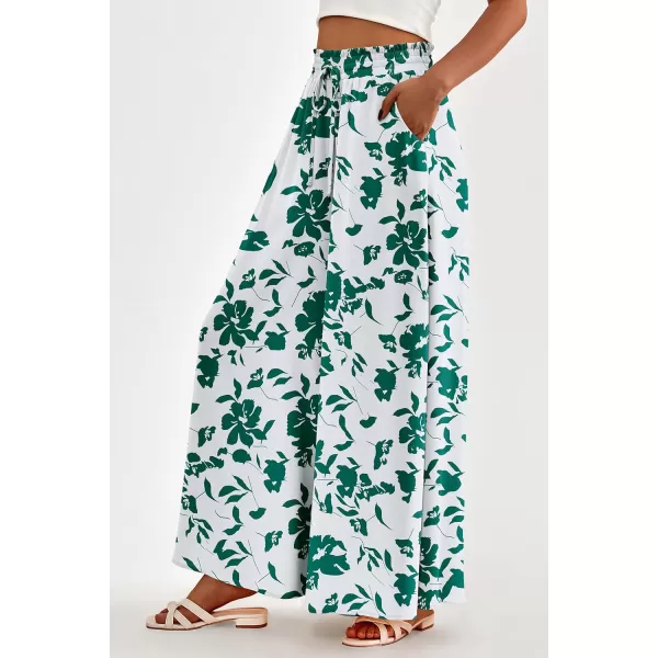 imagePRETTYGARDEN Womens 2024 Summer Wide Leg Palazzo Pants High Waisted Flowy Pockets Trendy Casual Lounge Boho Beach TrousersPrint Green