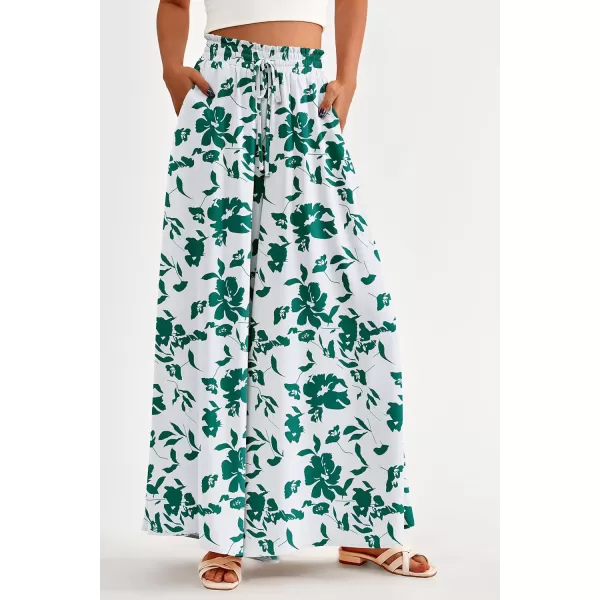 imagePRETTYGARDEN Womens 2024 Summer Wide Leg Palazzo Pants High Waisted Flowy Pockets Trendy Casual Lounge Boho Beach TrousersPrint Green