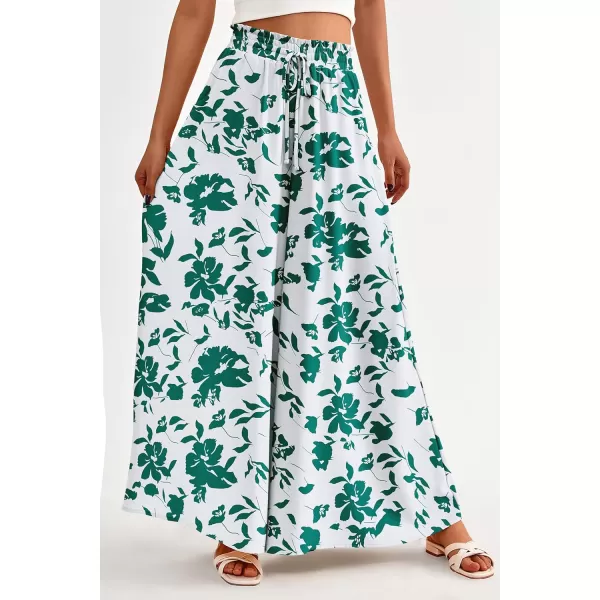 imagePRETTYGARDEN Womens 2024 Summer Wide Leg Palazzo Pants High Waisted Flowy Pockets Trendy Casual Lounge Boho Beach TrousersPrint Green