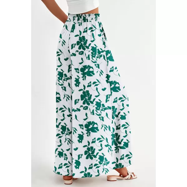 imagePRETTYGARDEN Womens 2024 Summer Wide Leg Palazzo Pants High Waisted Flowy Pockets Trendy Casual Lounge Boho Beach TrousersPrint Green