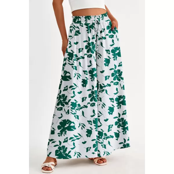 imagePRETTYGARDEN Womens 2024 Summer Wide Leg Palazzo Pants High Waisted Flowy Pockets Trendy Casual Lounge Boho Beach TrousersPrint Green