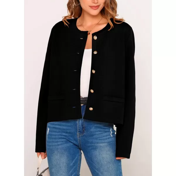 imagePRETTYGARDEN Womens 2024 Winter Cardigan Sweaters Button Down Open Front Long Sleeve Knit Cardigans Shirt Trendy OuterwearBlack
