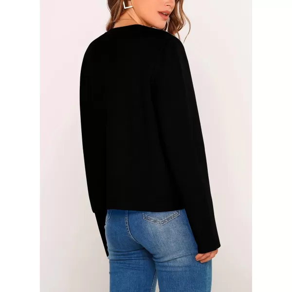 imagePRETTYGARDEN Womens 2024 Winter Cardigan Sweaters Button Down Open Front Long Sleeve Knit Cardigans Shirt Trendy OuterwearBlack