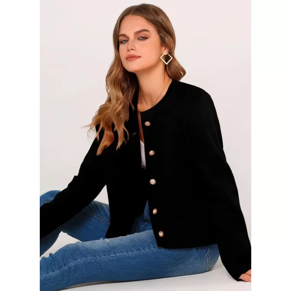 imagePRETTYGARDEN Womens 2024 Winter Cardigan Sweaters Button Down Open Front Long Sleeve Knit Cardigans Shirt Trendy OuterwearBlack