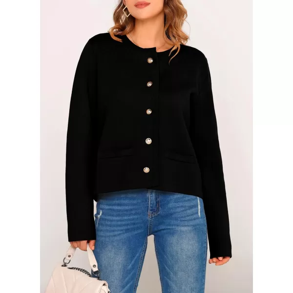 imagePRETTYGARDEN Womens 2024 Winter Cardigan Sweaters Button Down Open Front Long Sleeve Knit Cardigans Shirt Trendy OuterwearBlack