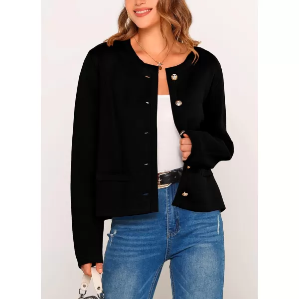 imagePRETTYGARDEN Womens 2024 Winter Cardigan Sweaters Button Down Open Front Long Sleeve Knit Cardigans Shirt Trendy OuterwearBlack