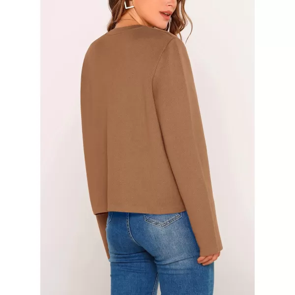 imagePRETTYGARDEN Womens 2024 Winter Cardigan Sweaters Button Down Open Front Long Sleeve Knit Cardigans Shirt Trendy OuterwearKhaki