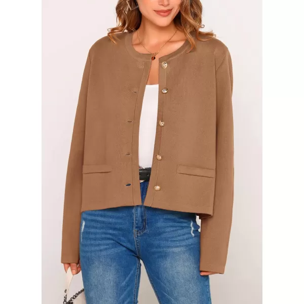 imagePRETTYGARDEN Womens 2024 Winter Cardigan Sweaters Button Down Open Front Long Sleeve Knit Cardigans Shirt Trendy OuterwearKhaki