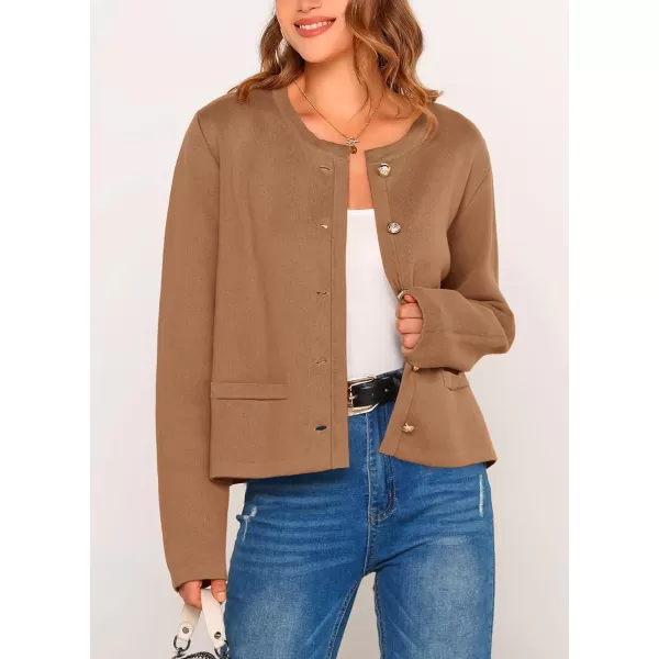 imagePRETTYGARDEN Womens 2024 Winter Cardigan Sweaters Button Down Open Front Long Sleeve Knit Cardigans Shirt Trendy OuterwearKhaki