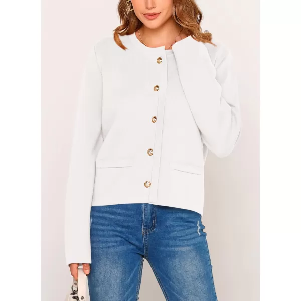 imagePRETTYGARDEN Womens 2024 Winter Cardigan Sweaters Button Down Open Front Long Sleeve Knit Cardigans Shirt Trendy OuterwearWhite