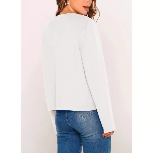 imagePRETTYGARDEN Womens 2024 Winter Cardigan Sweaters Button Down Open Front Long Sleeve Knit Cardigans Shirt Trendy OuterwearWhite