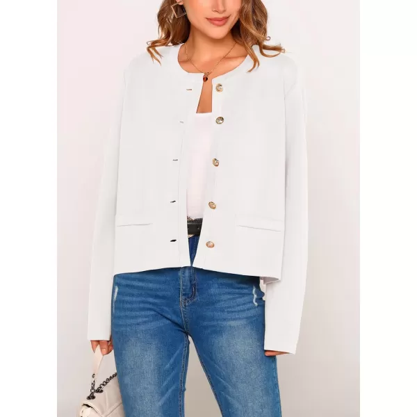 imagePRETTYGARDEN Womens 2024 Winter Cardigan Sweaters Button Down Open Front Long Sleeve Knit Cardigans Shirt Trendy OuterwearWhite