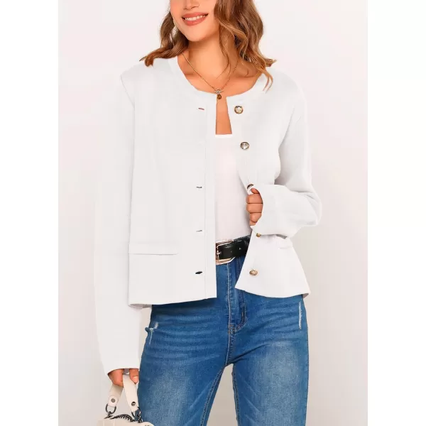 imagePRETTYGARDEN Womens 2024 Winter Cardigan Sweaters Button Down Open Front Long Sleeve Knit Cardigans Shirt Trendy OuterwearWhite