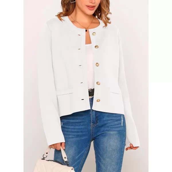 imagePRETTYGARDEN Womens 2024 Winter Cardigan Sweaters Button Down Open Front Long Sleeve Knit Cardigans Shirt Trendy OuterwearWhite