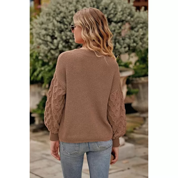 imagePRETTYGARDEN Womens 2024 Winter Pullover Sweater Casual Long Sleeve Crewneck Loose Chunky Knit Jumper Tops BlouseCamel