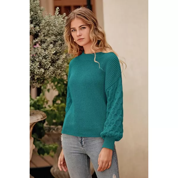 imagePRETTYGARDEN Womens 2024 Winter Pullover Sweater Casual Long Sleeve Crewneck Loose Chunky Knit Jumper Tops BlouseGreen