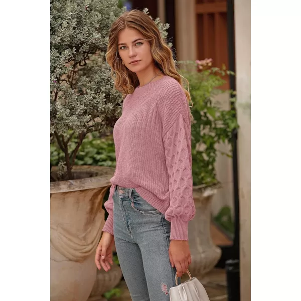 imagePRETTYGARDEN Womens 2024 Winter Pullover Sweater Casual Long Sleeve Crewneck Loose Chunky Knit Jumper Tops BlousePink