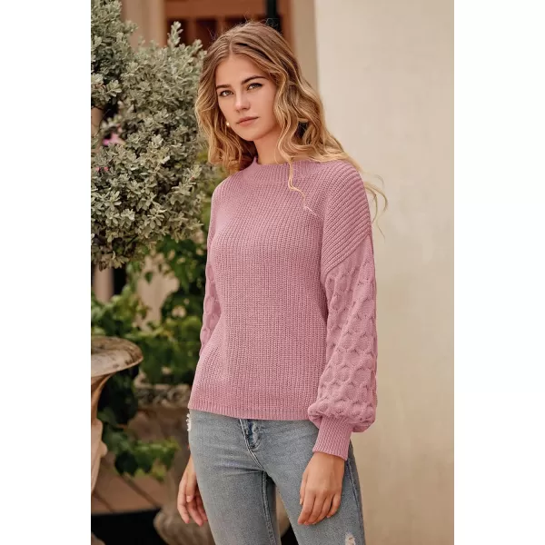 imagePRETTYGARDEN Womens 2024 Winter Pullover Sweater Casual Long Sleeve Crewneck Loose Chunky Knit Jumper Tops BlousePink