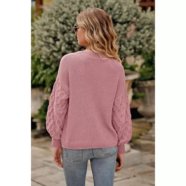 imagePRETTYGARDEN Womens 2024 Winter Pullover Sweater Casual Long Sleeve Crewneck Loose Chunky Knit Jumper Tops BlousePink