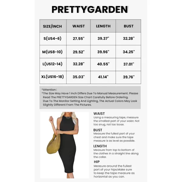 imagePRETTYGARDEN Womens Basic Bodycon Midi Dress Crewneck Sleeveless Casual Summer Tank Top DressesCoffee