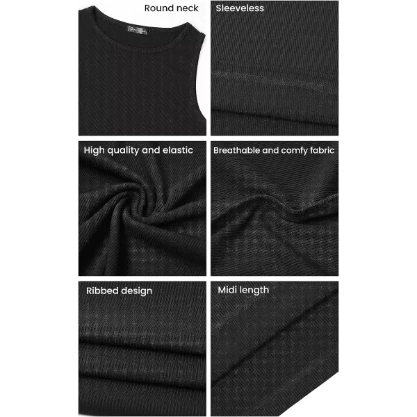 imagePRETTYGARDEN Womens Basic Bodycon Midi Dress Crewneck Sleeveless Casual Summer Tank Top DressesWhite