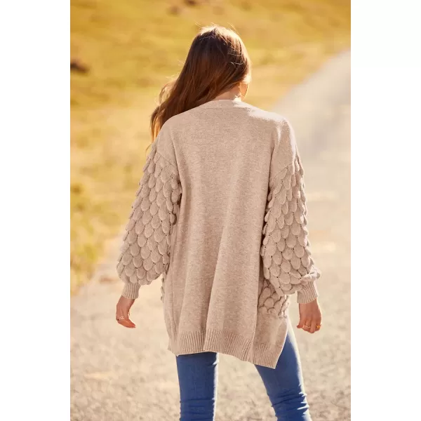 imagePRETTYGARDEN Womens Cardigan Sweaters Fall Clothes Open Front Cable Knit Oversized Winter Coats OuterwearBeige