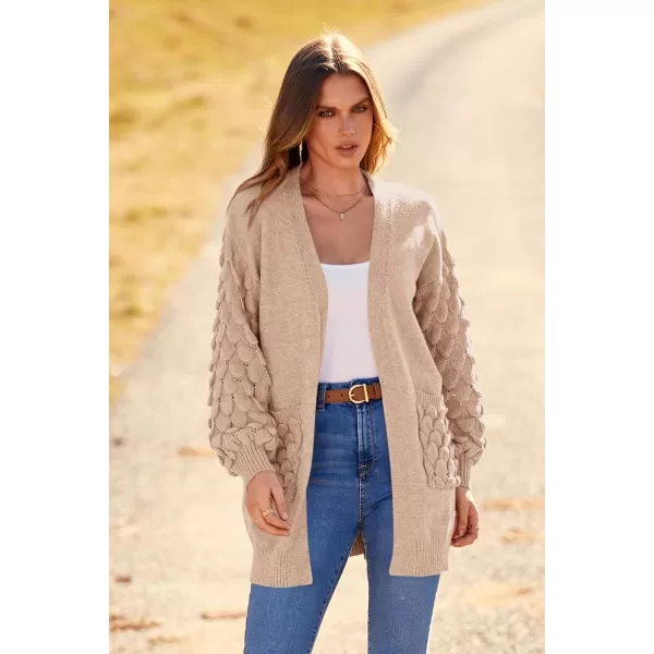 imagePRETTYGARDEN Womens Cardigan Sweaters Fall Clothes Open Front Cable Knit Oversized Winter Coats OuterwearBeige