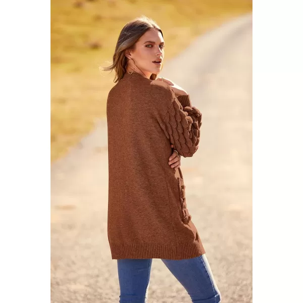 imagePRETTYGARDEN Womens Cardigan Sweaters Fall Clothes Open Front Cable Knit Oversized Winter Coats OuterwearCaramel
