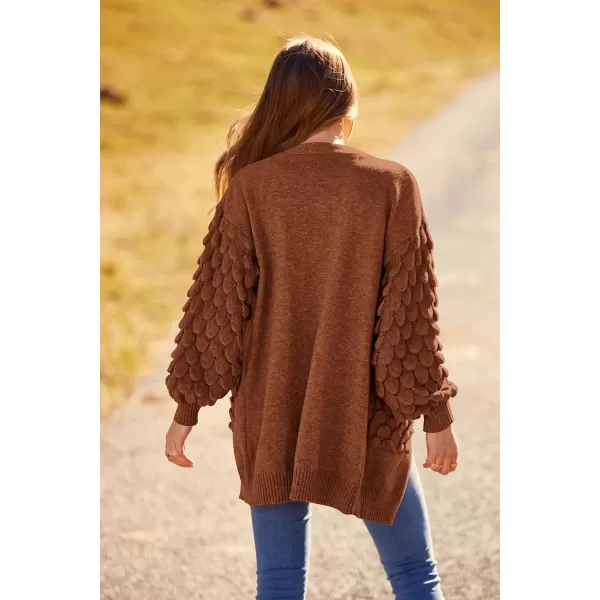 imagePRETTYGARDEN Womens Cardigan Sweaters Fall Clothes Open Front Cable Knit Oversized Winter Coats OuterwearCaramel