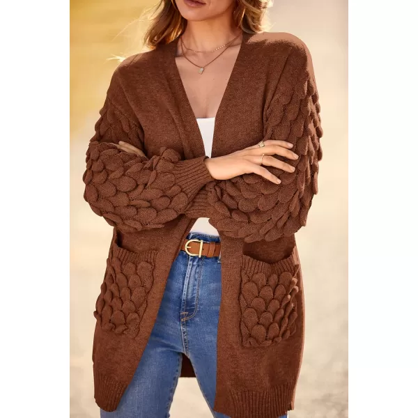 imagePRETTYGARDEN Womens Cardigan Sweaters Fall Clothes Open Front Cable Knit Oversized Winter Coats OuterwearCaramel