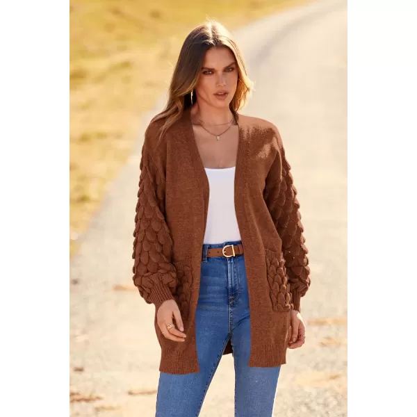 imagePRETTYGARDEN Womens Cardigan Sweaters Fall Clothes Open Front Cable Knit Oversized Winter Coats OuterwearCaramel