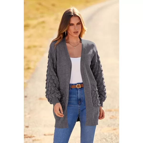imagePRETTYGARDEN Womens Cardigan Sweaters Fall Clothes Open Front Cable Knit Oversized Winter Coats OuterwearGrey