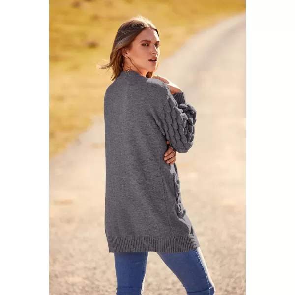 imagePRETTYGARDEN Womens Cardigan Sweaters Fall Clothes Open Front Cable Knit Oversized Winter Coats OuterwearGrey