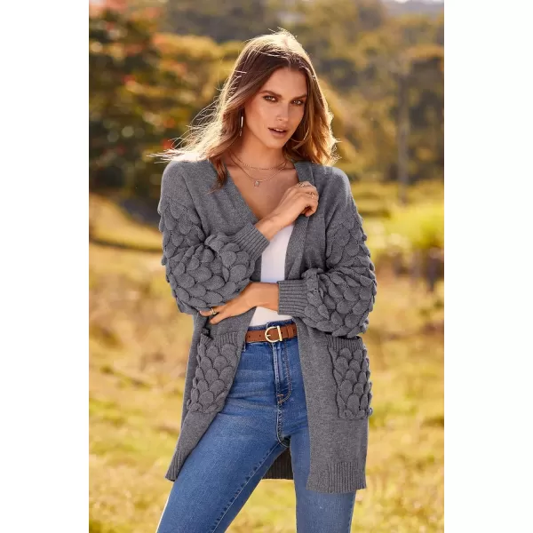 imagePRETTYGARDEN Womens Cardigan Sweaters Fall Clothes Open Front Cable Knit Oversized Winter Coats OuterwearGrey