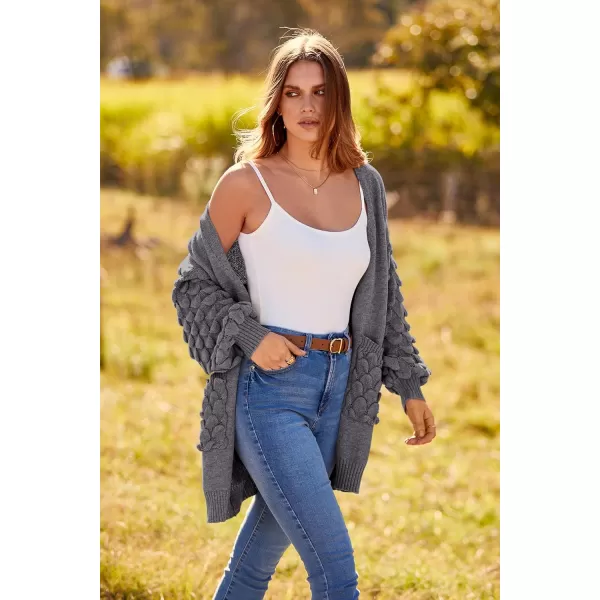 imagePRETTYGARDEN Womens Cardigan Sweaters Fall Clothes Open Front Cable Knit Oversized Winter Coats OuterwearGrey