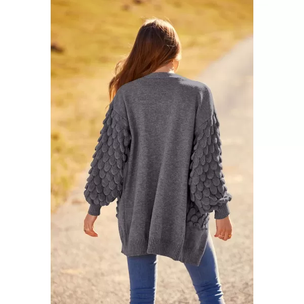 imagePRETTYGARDEN Womens Cardigan Sweaters Fall Clothes Open Front Cable Knit Oversized Winter Coats OuterwearGrey
