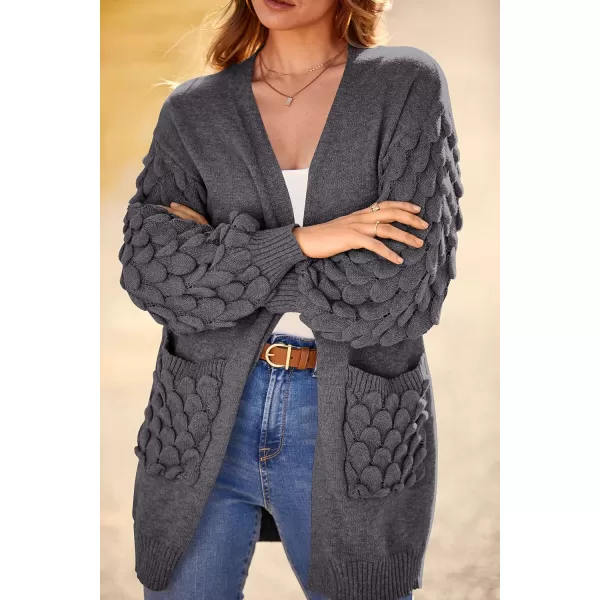 imagePRETTYGARDEN Womens Cardigan Sweaters Fall Clothes Open Front Cable Knit Oversized Winter Coats OuterwearGrey