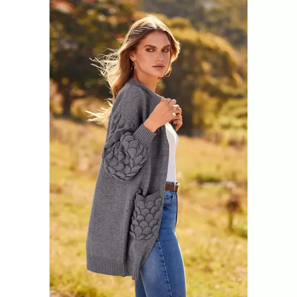 imagePRETTYGARDEN Womens Cardigan Sweaters Fall Clothes Open Front Cable Knit Oversized Winter Coats OuterwearGrey