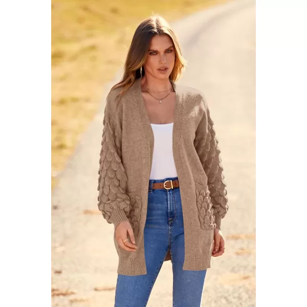 imagePRETTYGARDEN Womens Cardigan Sweaters Fall Clothes Open Front Cable Knit Oversized Winter Coats OuterwearKhaki