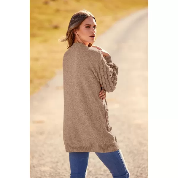 imagePRETTYGARDEN Womens Cardigan Sweaters Fall Clothes Open Front Cable Knit Oversized Winter Coats OuterwearKhaki
