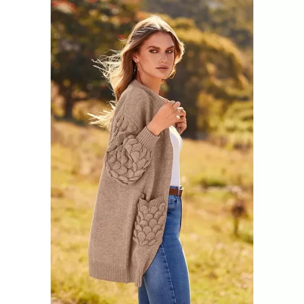 imagePRETTYGARDEN Womens Cardigan Sweaters Fall Clothes Open Front Cable Knit Oversized Winter Coats OuterwearKhaki