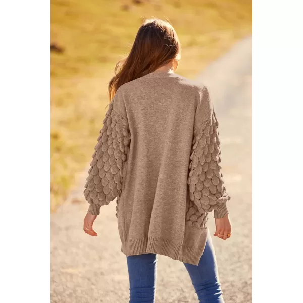 imagePRETTYGARDEN Womens Cardigan Sweaters Fall Clothes Open Front Cable Knit Oversized Winter Coats OuterwearKhaki