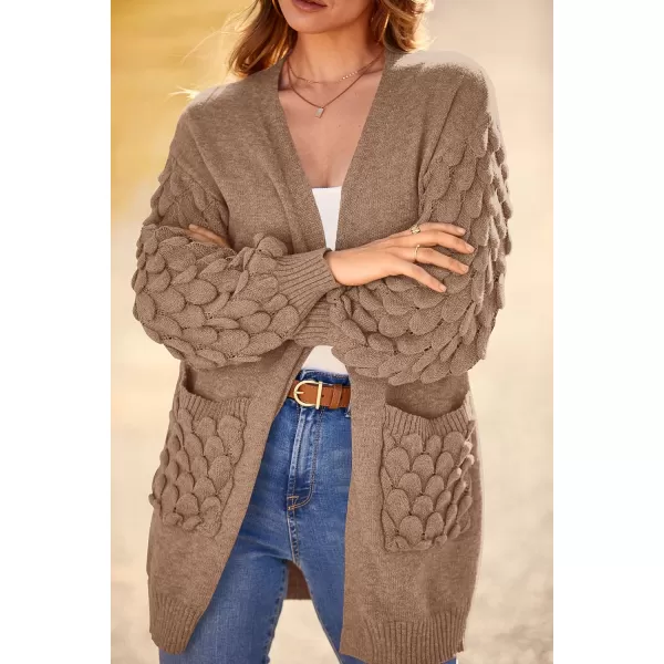 imagePRETTYGARDEN Womens Cardigan Sweaters Fall Clothes Open Front Cable Knit Oversized Winter Coats OuterwearKhaki