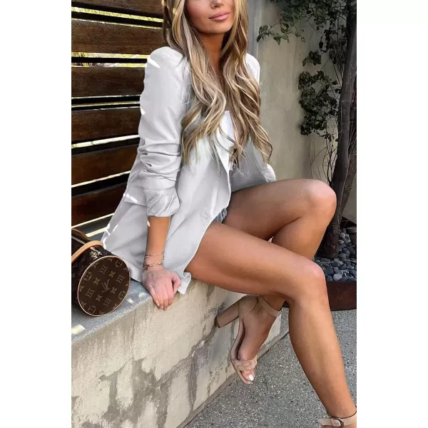 imagePRETTYGARDEN Womens Casual Blazers Long Sleeve Open Front Button Work Office Blazer Jackets with PocketsWhite