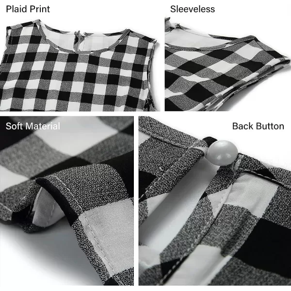 imagePRETTYGARDEN Womens Casual Plaid Sleeveless Ruffle Sundress Round Neck ALine Pleated Mini Short T Shirt Dress with PocketsYellow